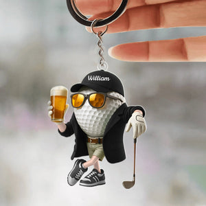 Personalized Beer Golf Keychain For Golf Lovers