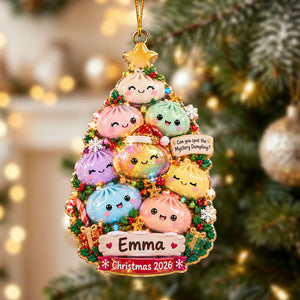 Personalized Dumpling Christmas Tree Ornament โ Custom Name Holiday Keepsake