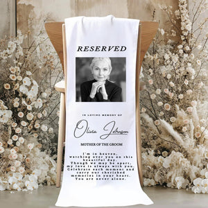 In Loving Memory From Heaven - Personalized Memorial Wedding Chair Sign Banner Reserved for Loved Ones