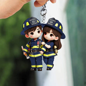 Personalized Gifts For Couple Keychain Firefighter Couple