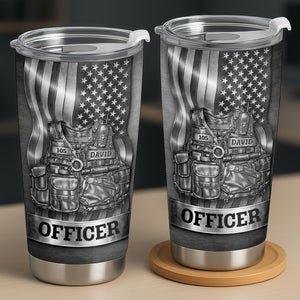 Officer Tactical Vest, Personalized Stainless Steel Tumbler, Gift For Police Lovers