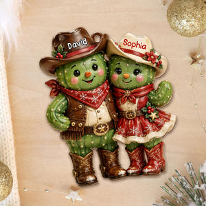 Our First Christmas Together – Personalized Cowboy Couple Wooden Ornament | Custom Keepsake Gift For Couples