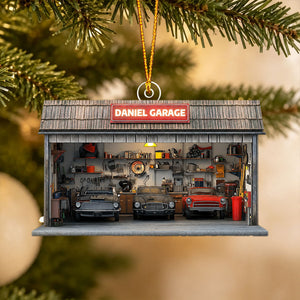 Personalized Auto Garage Acrylic Ornament โ Custom Mechanic Gift & Repair Shop Decor