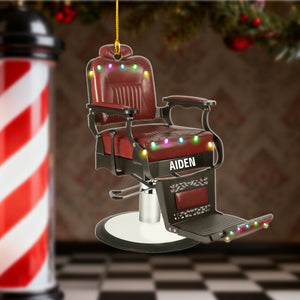 Personalized Barber Chair Ornament - A Unique Christmas Gift for Our Hero Barber