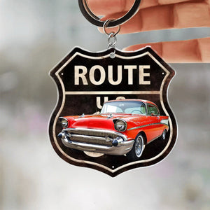 Custom Photo Route 66 Personalized Acrylic Keychain Gift For Car Lovers