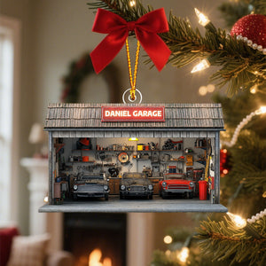 Personalized Auto Garage Acrylic Ornament โ Custom Mechanic Gift & Repair Shop Decor