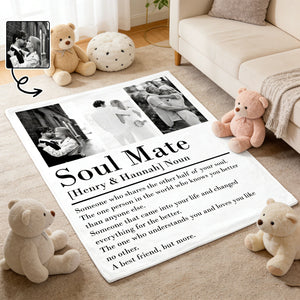 Soul Mate Definition - Personalized Couple Blanket - Valentines Couple Gift, Couple Anniversary Gift