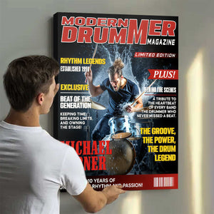 Personalized Modern Drummer Magazine Cover Poster, Cool Gift For Music Lover, Drummer Gift