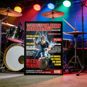 Personalized Modern Drummer Magazine Cover Poster, Cool Gift For Music Lover, Drummer Gift