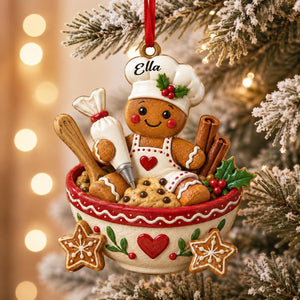 Personalized Gingerbread Chef Ornament โ "Baking Spirits Bright" Christmas Decor