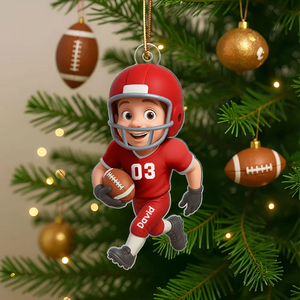 Football Player Personalized Flat Acrylic Ornament, Christmas Gift for Son, Grandson
