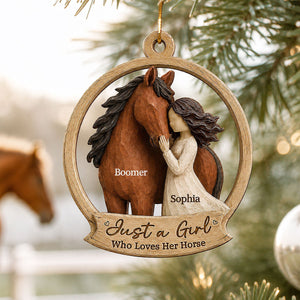 "Girl Loves Horse" โ Personalized Wooden Ornament | Keepsake Gift For Horse Lovers