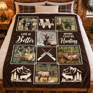 Personalized Elk Hunting Blanket – Custom Elk Hunter Photo Collage, Keepsake Gift or Elk Hunters & Hunting Lovers
