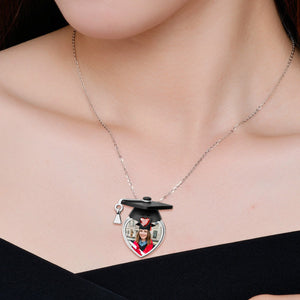 Personalized Photo Dainty Birthstone Graduation Cap Necklace