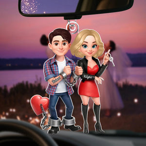 Unique Creative Gift For Couples โ Personalized Funny Cartoon Couple Acrylic Ornament With Handcuffed Love Design