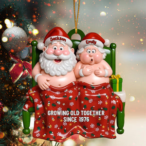 Growing Old Together Since,Santa Couples in Bed Personalized Acrylic Ornament