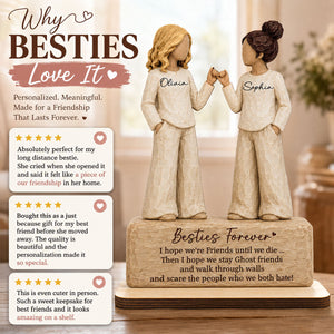 "Besties Forever Pinky Promise" – Personalized Wooden Plaque | Friendship Keepsake For Best Friends