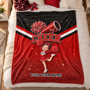 Proud Cheerleader – Personalized Fleece Blanket with Custom Name & Team Name | Christmas Gift For Daughters, Granddaughters & Cheerleaders