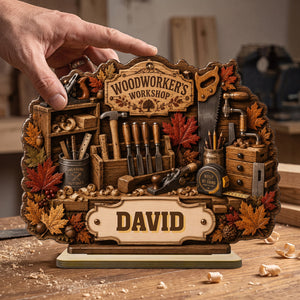 Woodworker's Workshop Personalized Wooden Plaque,Gift for Man