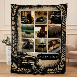 Personalized Car Photo Blanket | Custom Collage Blanket, Gift For Car Lovers, Classic Car Fans & Auto Racing Enthusiasts