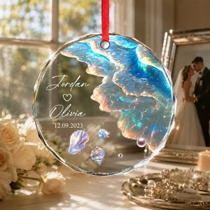Personalized "Ocean Wave" Glass Ornament โ Mermaid Tail Keepsake For Engagement & Wedding Gift