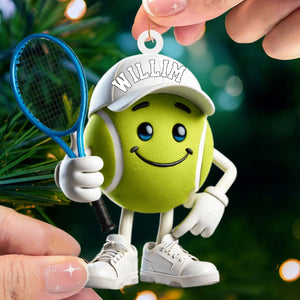 Cool Tennis Ball Christmas Ornament, Personalized Ornament, Tennis Lover Christmas Gift