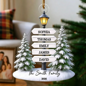 Christmas Decoration โ Personalized Family Name Tree Acrylic Ornament