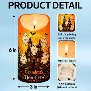 "Grandma's Little Boo Crew" Haunted House โ Personalized LED Candle | Halloween Decor For Grandma