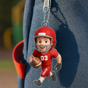 Football Player Personalized Flat Acrylic Ornament, Christmas Gift for Son, Grandson