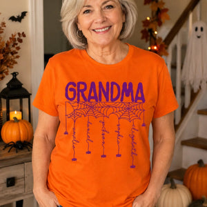 Personalized "Our Little Web Crew" Spider T-Shirt – Halloween Birthday Gift For Mom & Grandma