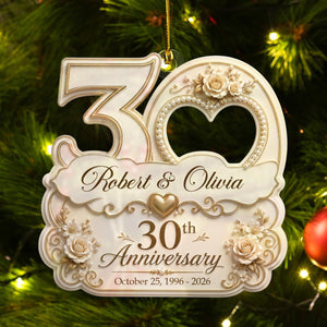 "Mr & Mrs" Personalized Wedding Anniversary Acrylic Ornament โ Christmas Keepsake Gift For Couples