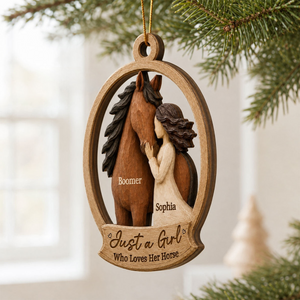"Girl Loves Horse" โ Personalized Wooden Ornament | Keepsake Gift For Horse Lovers