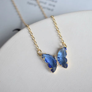 Crystal Butterfly Charm Necklace