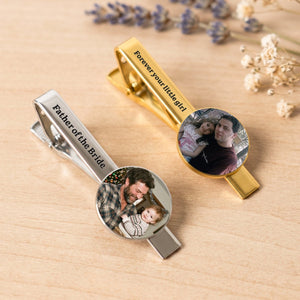Personalized Photo Tie Clip โ Wedding Gift For Dad, Husband, Groom & Groomsman