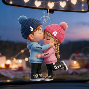 Personalized Acrylic Ornament โ Kissing Couple Design Soft Colors | Gift For Her