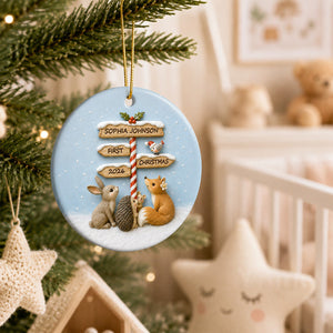 Personalized "Baby's First Christmas" North Pole Ornament – Ceramic Keepsake For Baby's 1st Christmas