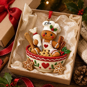 Personalized Gingerbread Chef Ornament โ "Baking Spirits Bright" Christmas Decor