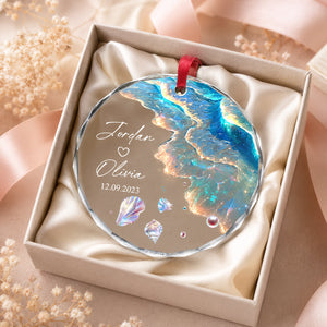 Personalized "Ocean Wave" Glass Ornament โ Mermaid Tail Keepsake For Engagement & Wedding Gift