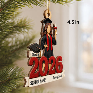 "Class Of 2026" Graduate Senior โ Personalized Wooden Ornament | Graduation Gift For Him & Her