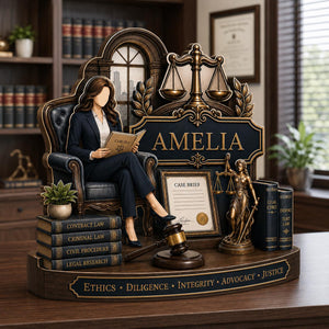 Custom Attorney Name Wooden Plaque – Personalized Law Graduation Gift | Scales Of Justice Decor For Lawyers