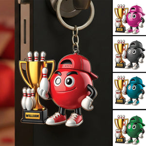 Bowling Champion Custom Color And Name - Personalized Acrylic Keychain