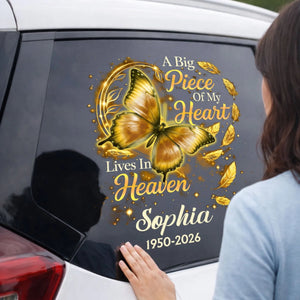 "A Big Piece Of My Heart Lives In Heaven" โ Butterfly Personalized Decal | Memorial Gift For Loss Of Loved One