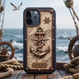 Personalized Nautical Anchor Vintage Nautical Map Fragment Phone Case