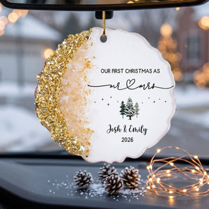 Personalized "Our First Christmas As Mr. & Mrs." Acrylic Hanging Ornament โ Wedding & Housewarming Keepsake