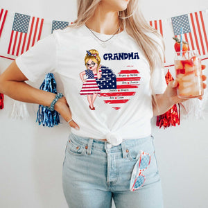 Sweetheart Grandkids Grandma - 4th Of July Independence Day - Personalized T-shirt