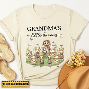 Vintage Grandma Bunny Easter Personalized Pure Cotton T-Shirt