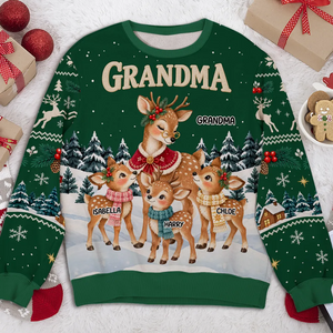 Personalized Reindeer Winter Love All-Over Print Sweatshirt – Custom Name Cozy Christmas Gift