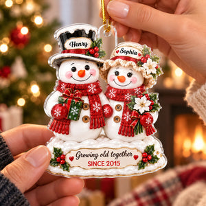 "Snowman Couple โ Growing Old Together" โ Personalized Acrylic Ornament | Christmas Keepsake For Him & Her