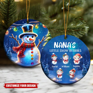 Personalized Christmas Snowman Ceramic Ornament