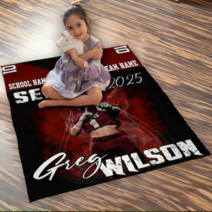 Personalized Custom Photo Football Jersey Blankets For Football Family Game Day